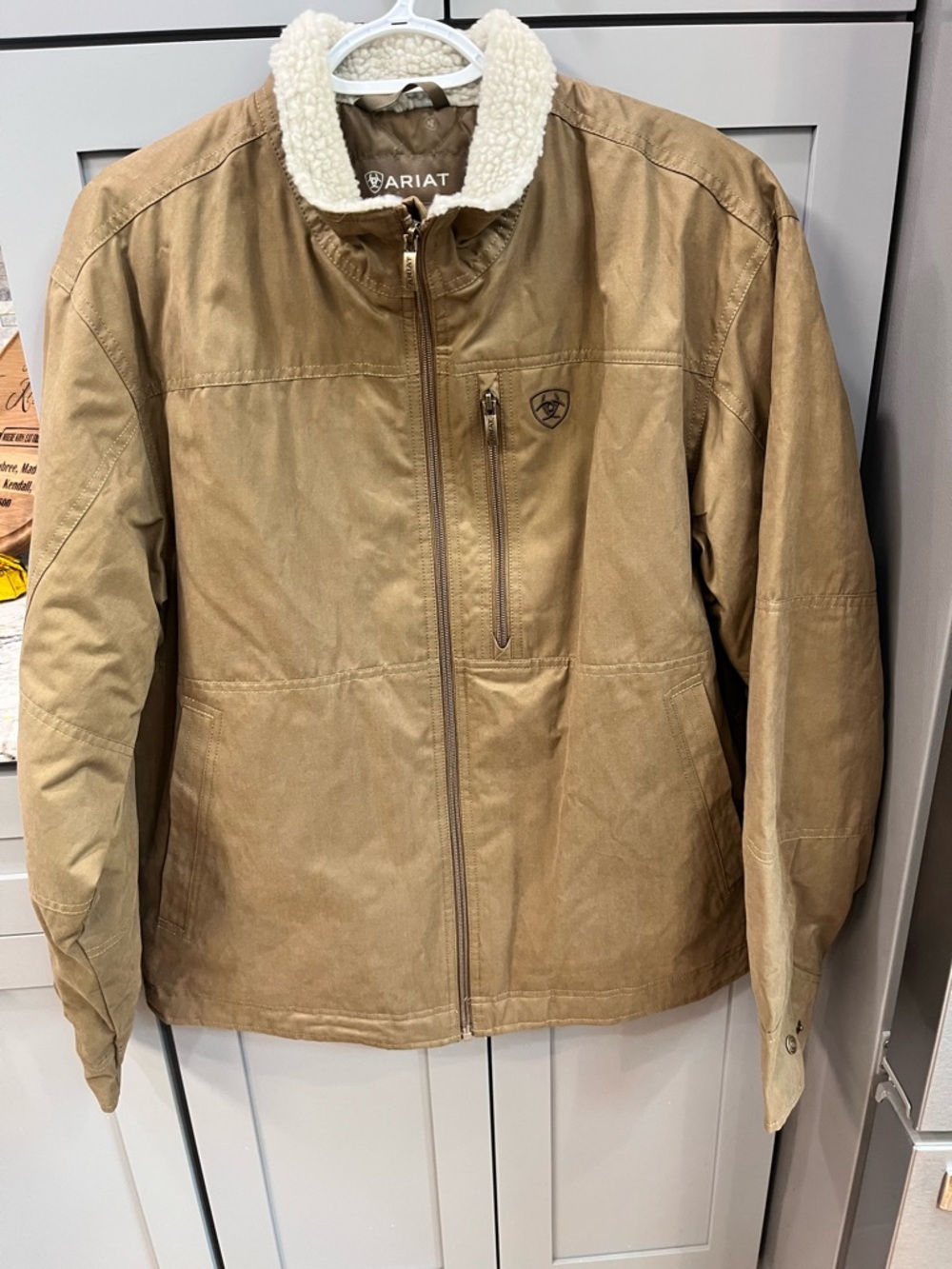 Ariat Tan Jacket with Cream Sherpa Collar  Size Medium
